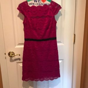 Hot pink cocktail dress.